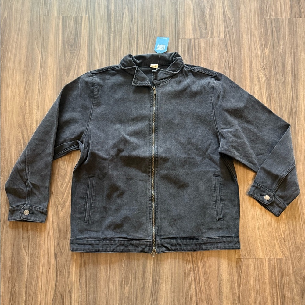 Market Studios Washed Black Canvas Zip Jacket – XL – Brand New – Large Back Logo